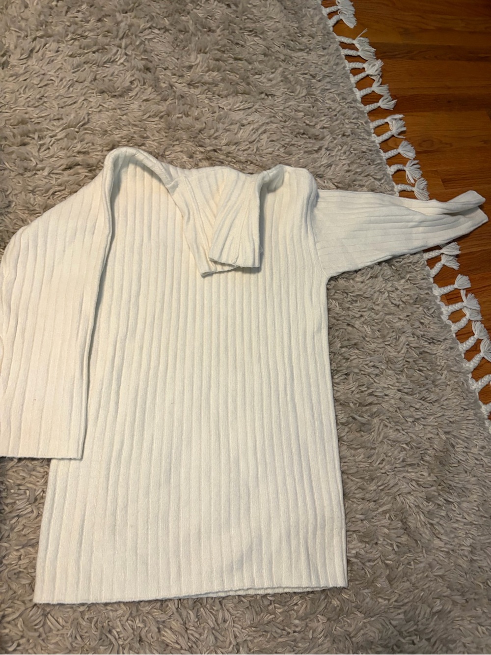 Abercrombie & Fitch Cream Ribbed Turtleneck Sweater Dress
